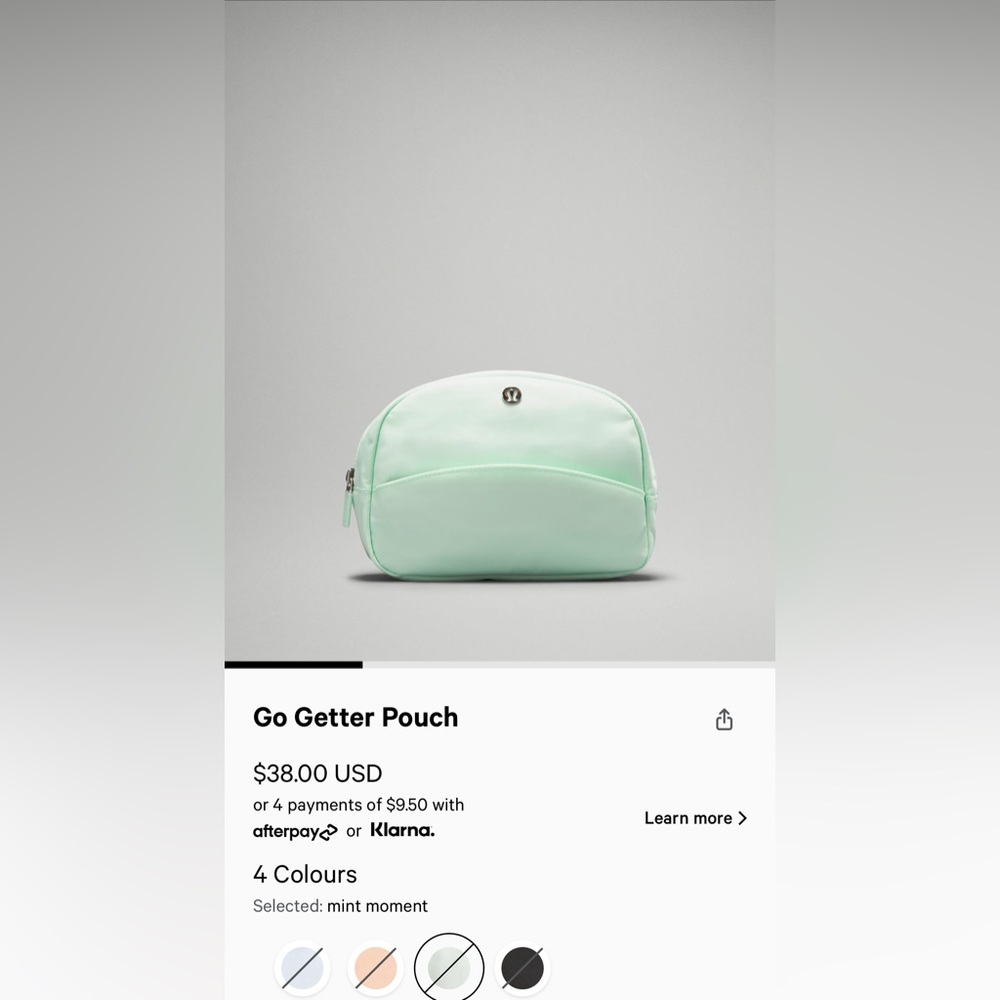 NWT Lululemon Go Getter Pouch in Mint Moment